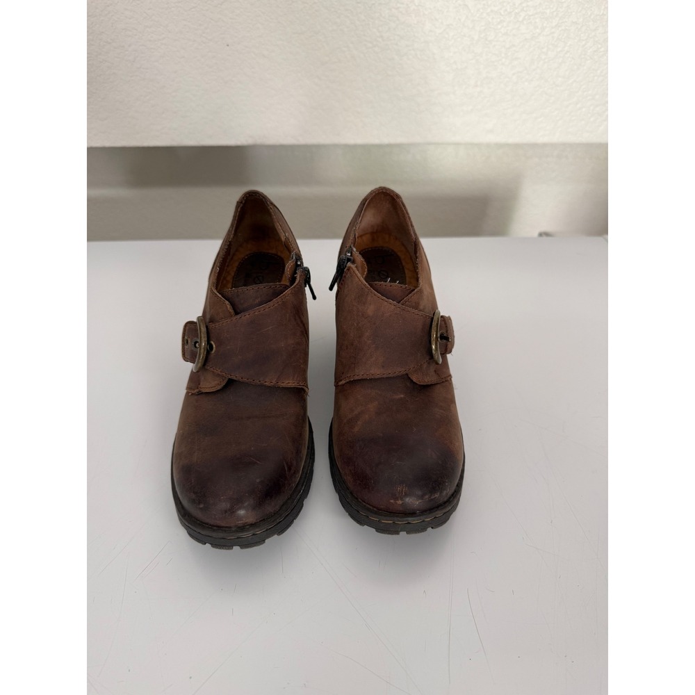 b.o.c. Born Concept Brown Leather Buckle Ankle Booties Women Size 6